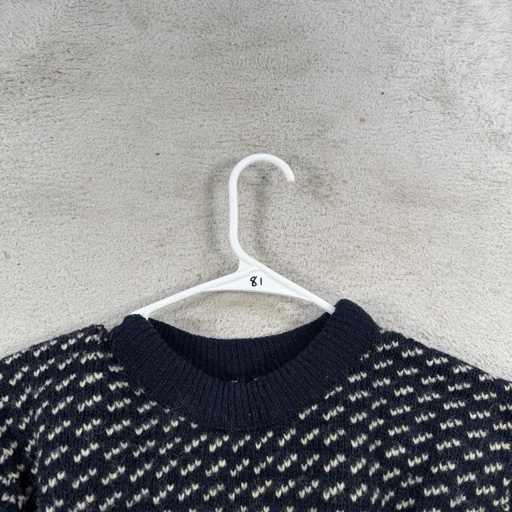 Vintage LL Bean Sweater Mens Medium Navy Birdseye Wool Fisherman Knit Pullover